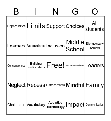 Paraprofessional Summit Bingo Card