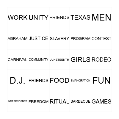 JUNETEENTH BINGO Card