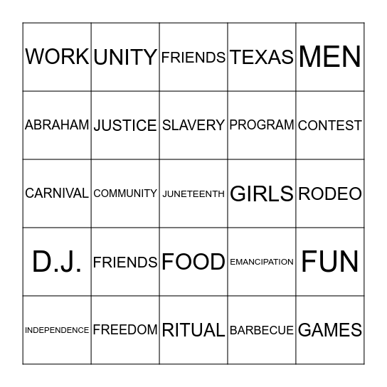 juneteenth bingo card