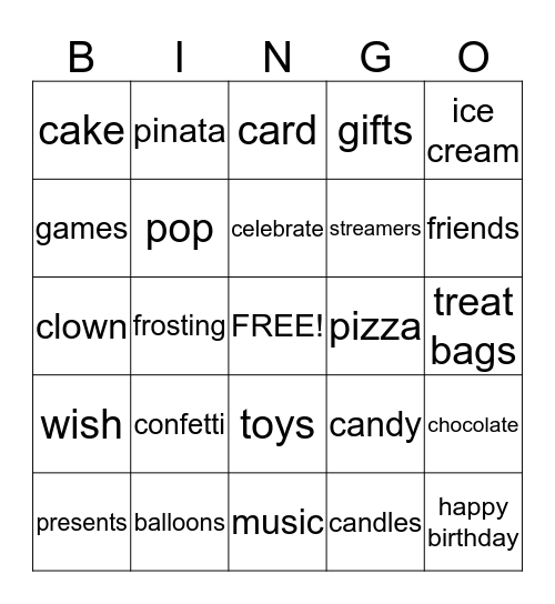Birthday Bingo Card