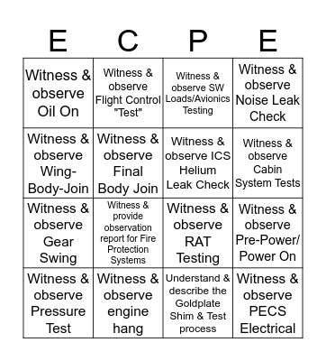 ECPE Participant Checklist BINGO Card