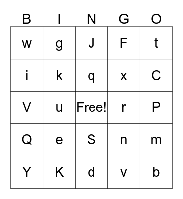 ABC Bingo Card