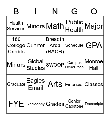 CHSPH Bingo Card