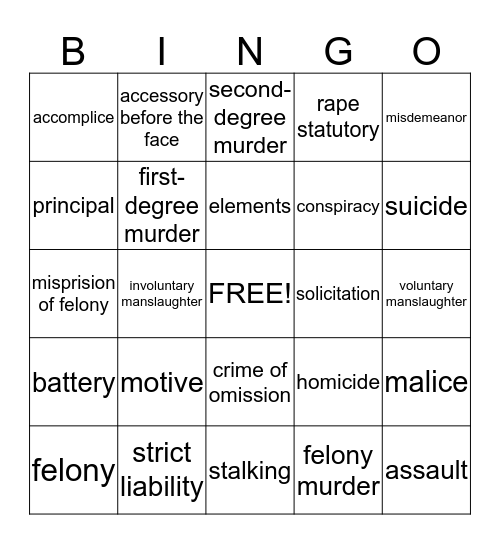 Chapter 8 and 9 Bingo Card