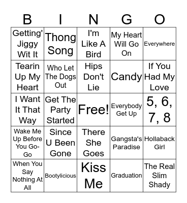 Vixen's Music Bingo! Bingo Card