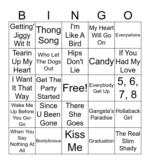 Vixen's Music Bingo! Bingo Card