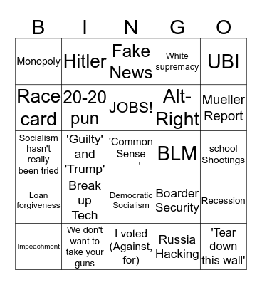 DNC Debate Bingo! - Pick a candidate and follow along! Bingo Card