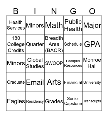 CHSPH Bingo Card