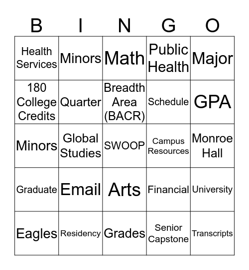 CHSPH Bingo Card