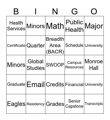 CHSPH Bingo Card