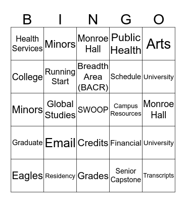 CHSPH Bingo Card