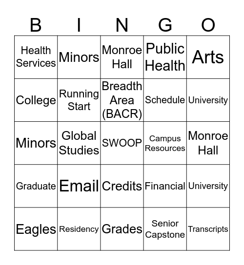 CHSPH Bingo Card