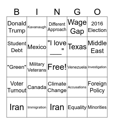 Debate Bingo! Bingo Card