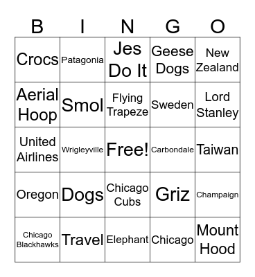 All About Jes Bingo Card