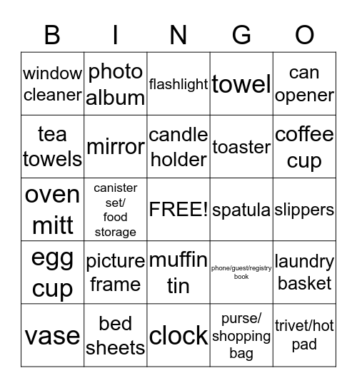 BRIDE Bingo Card