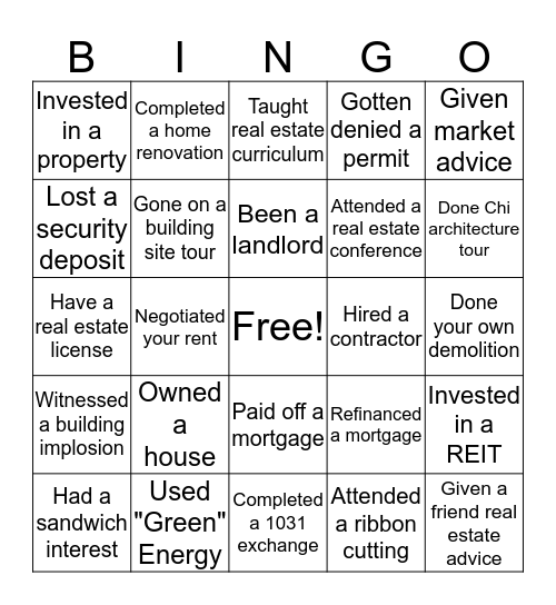 RHC Summer Social Bingo Card