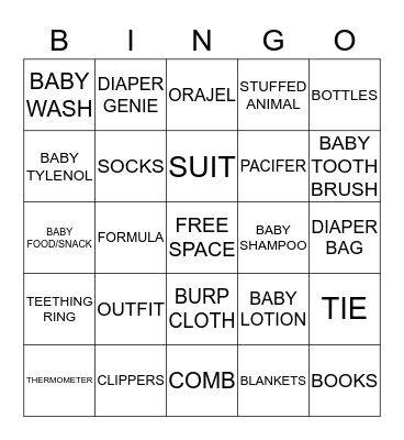 Carolyn's Baby Shower Bingo Card