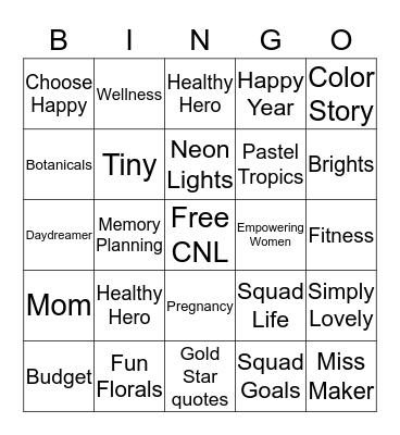Planner Bingo Card