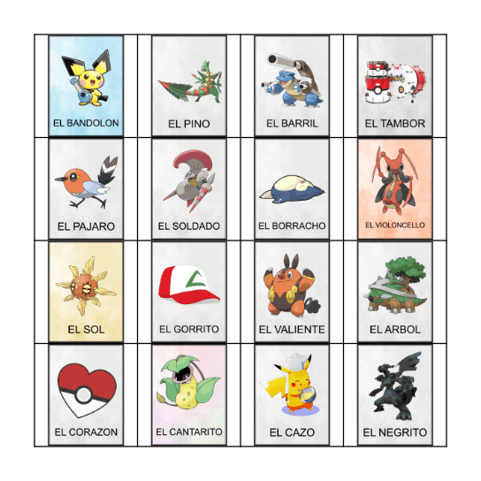 Pokemon Lotteria Bingo Card