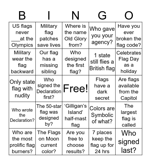4th of July Freedom Bingo Card