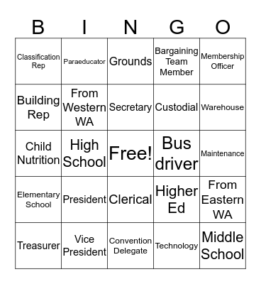 PSE Bingo Card