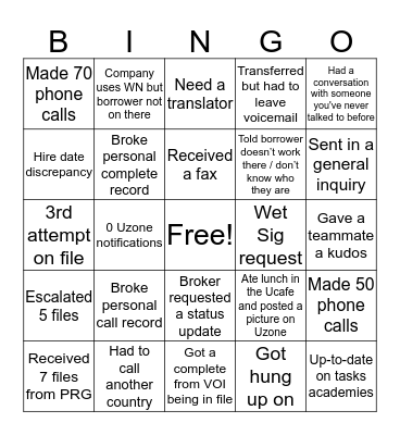 VVOE Bingo! Bingo Card