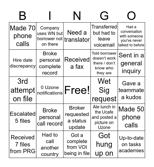 VVOE Bingo! Bingo Card