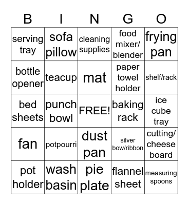 BRIDE Bingo Card