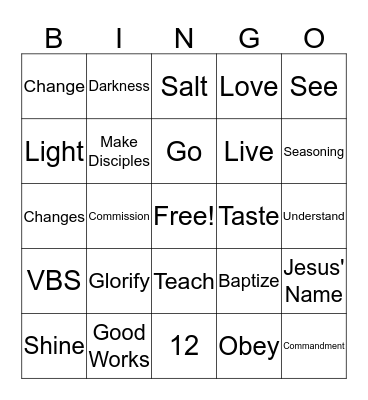 VBS Bingo Card
