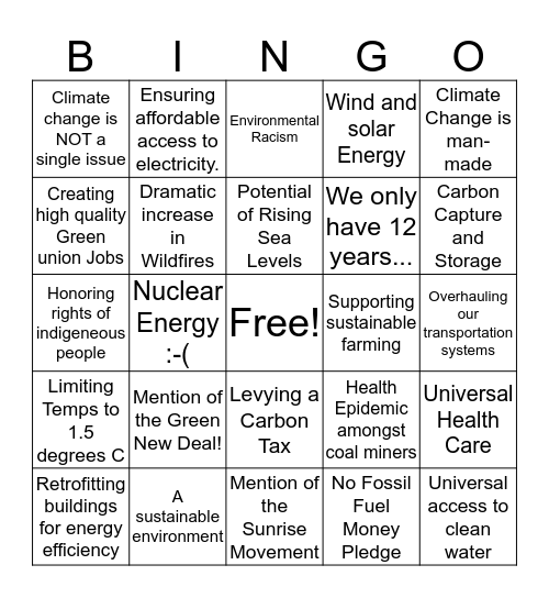 #ChangeTheDebate Bingo! Bingo Card