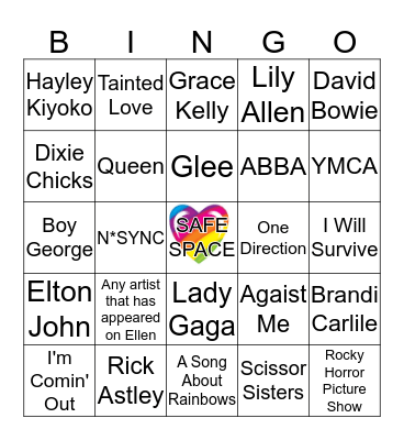 Pride Karaoke Bingo! Bingo Card