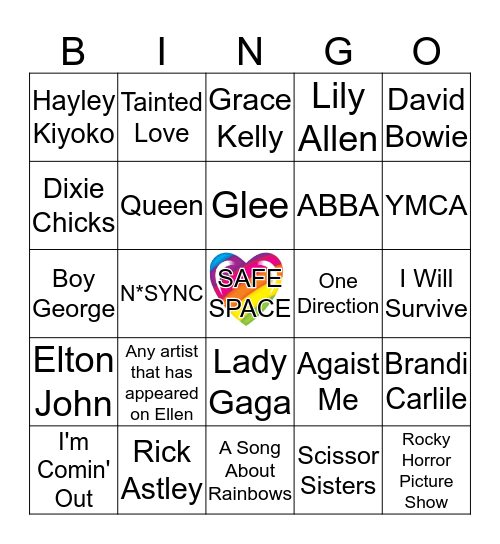 Pride Karaoke Bingo! Bingo Card