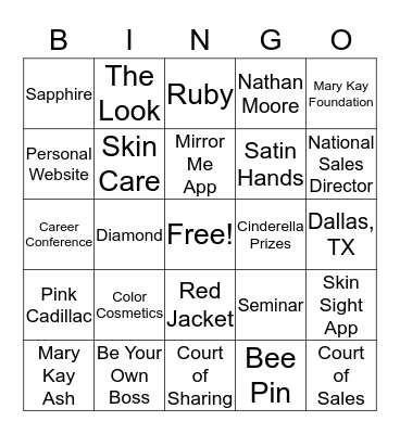 Mary Kay Bingo Card