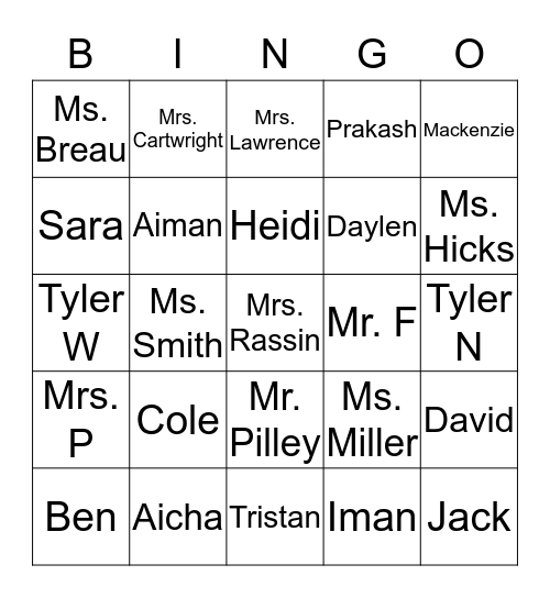 ACCESS Class and Sub Teachers Bingo Card