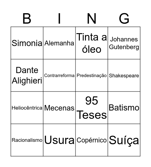 Bingão da Revisão  Bingo Card