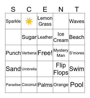 Scentsy Bingo Card