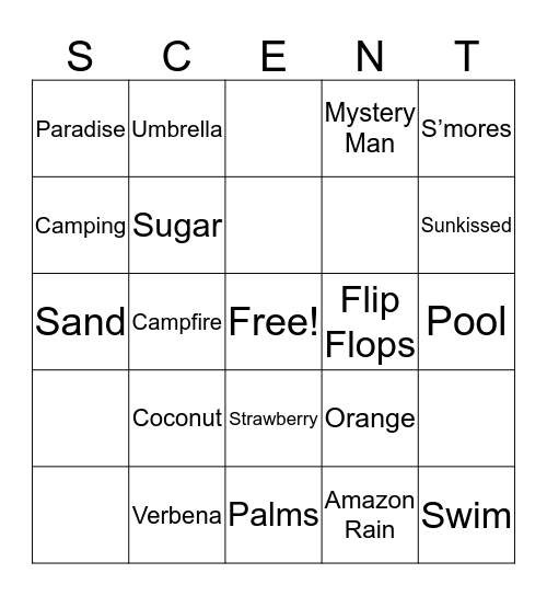 Scentsy Bingo Card