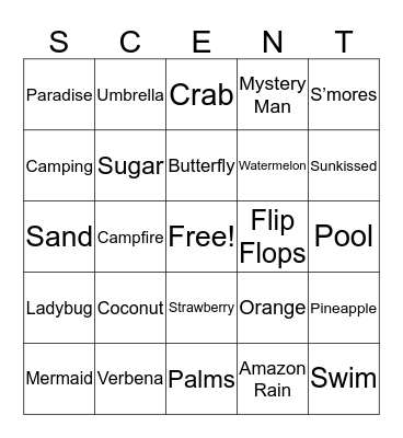 Scentsy Bingo Card