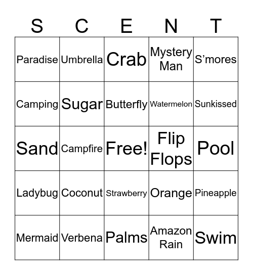 Scentsy Bingo Card