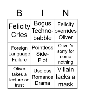 Arrow 'Bad Season' Bingo Card