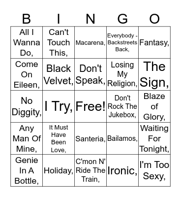 1990'S Bingo Card