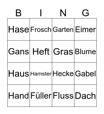 Wortschatz-Bingo Card