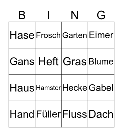 Wortschatz-Bingo Card