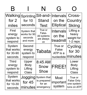 -Green Mountain Metabolic Energy Systems- Bingo Card