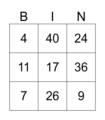 Ash's Baby Shower Bingo Card