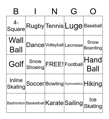 Sports  Bingo Card