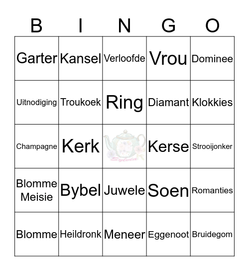 Sylvia's Bridal Shower Bingo Card