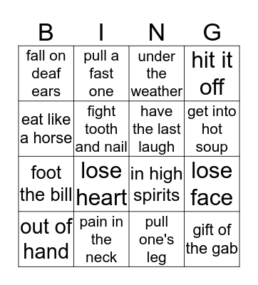 Idioms! Bingo Card