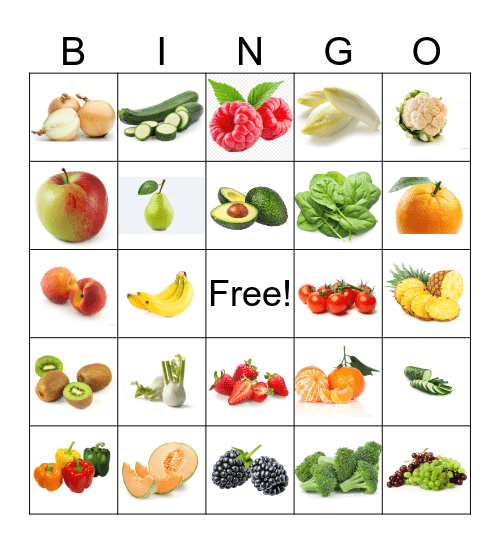 Fruit en groente Bingo Card