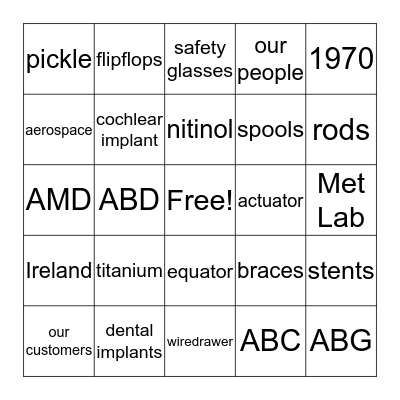 FWM Bingo  Bingo Card